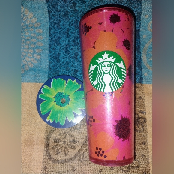Starbucks Summer 2022 Flower Floral Hibiscus Venti 24oz Tumbler Cold Cup Tumbler - Picture 1 of 3